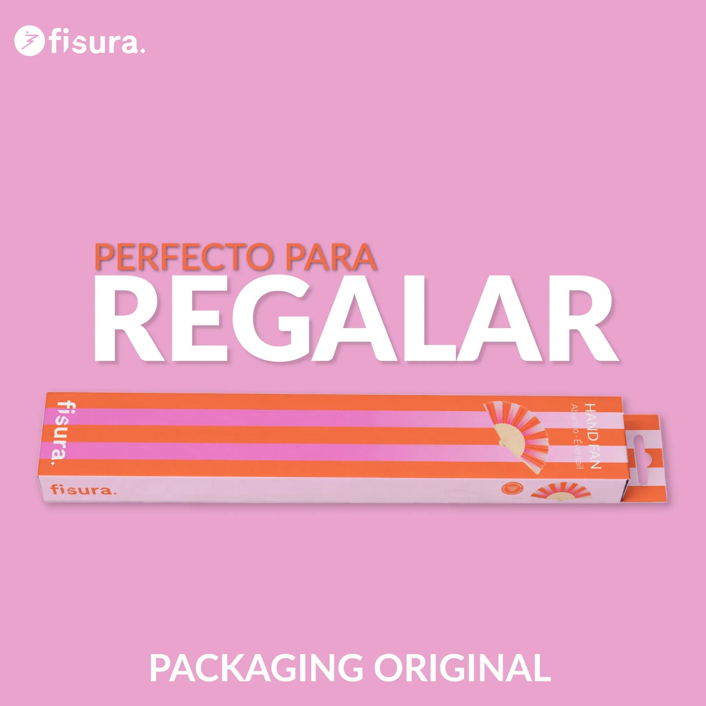 Éventail Rose et Orange à Rayures – Fisura – vue 6