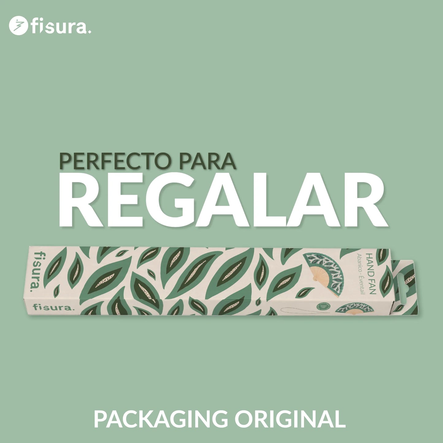 Éventail Imprimé Feuilles Vertes – Fisura – vue 6