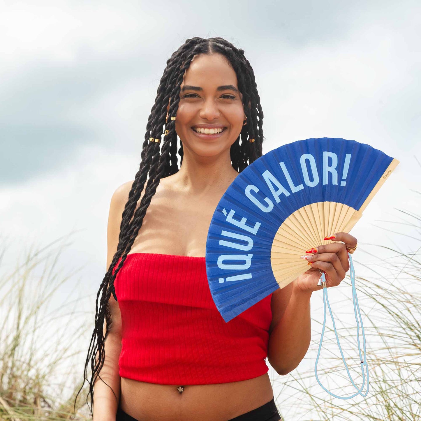 Éventail « Qué calor » Bleu – Fisura – vue 4