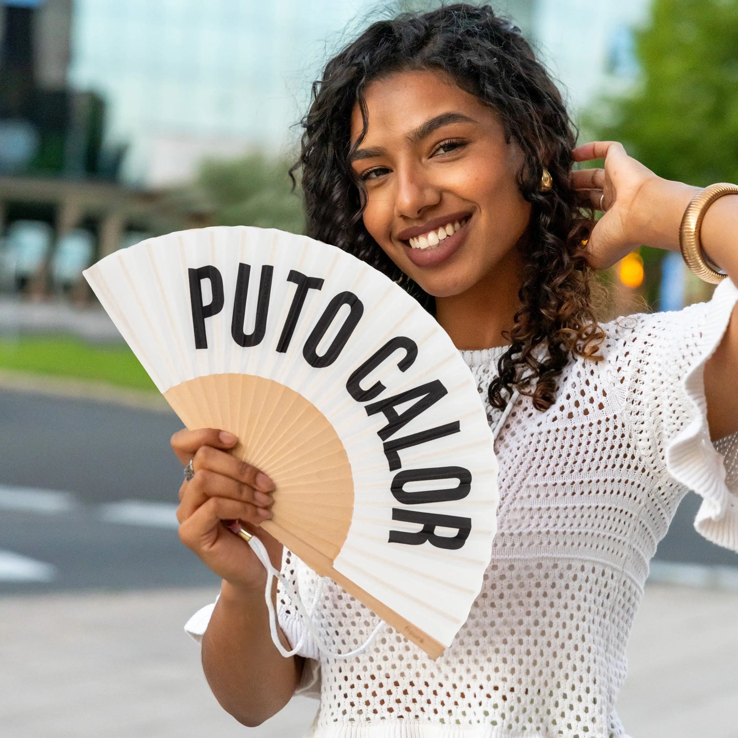 Éventail « Puto calor » Blanc – Fisura – vue 6