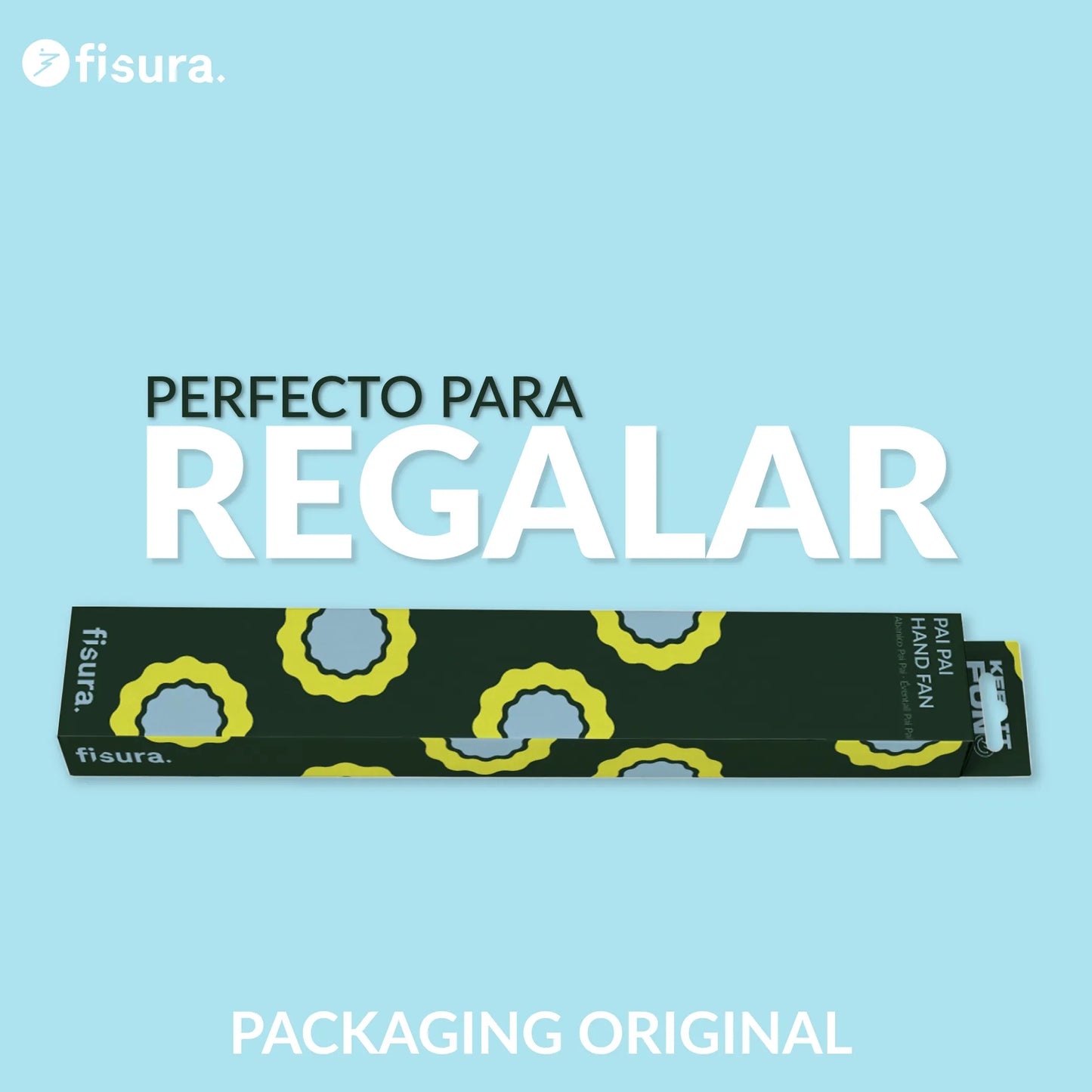 Éventail Pai Pai Imprimé Vagues Vertes – Fisura – vue 6