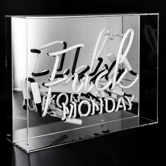 'Fuck Monday' Large Glass Neon Sign - Blue