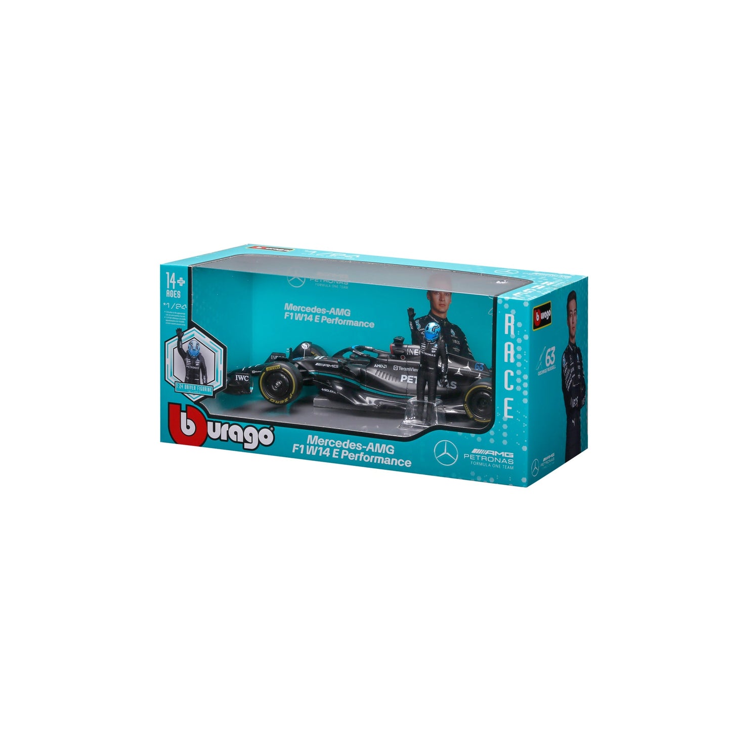 1:24 F1 MB W14 2023 WITH DRIVER RUSSELL FIGURE