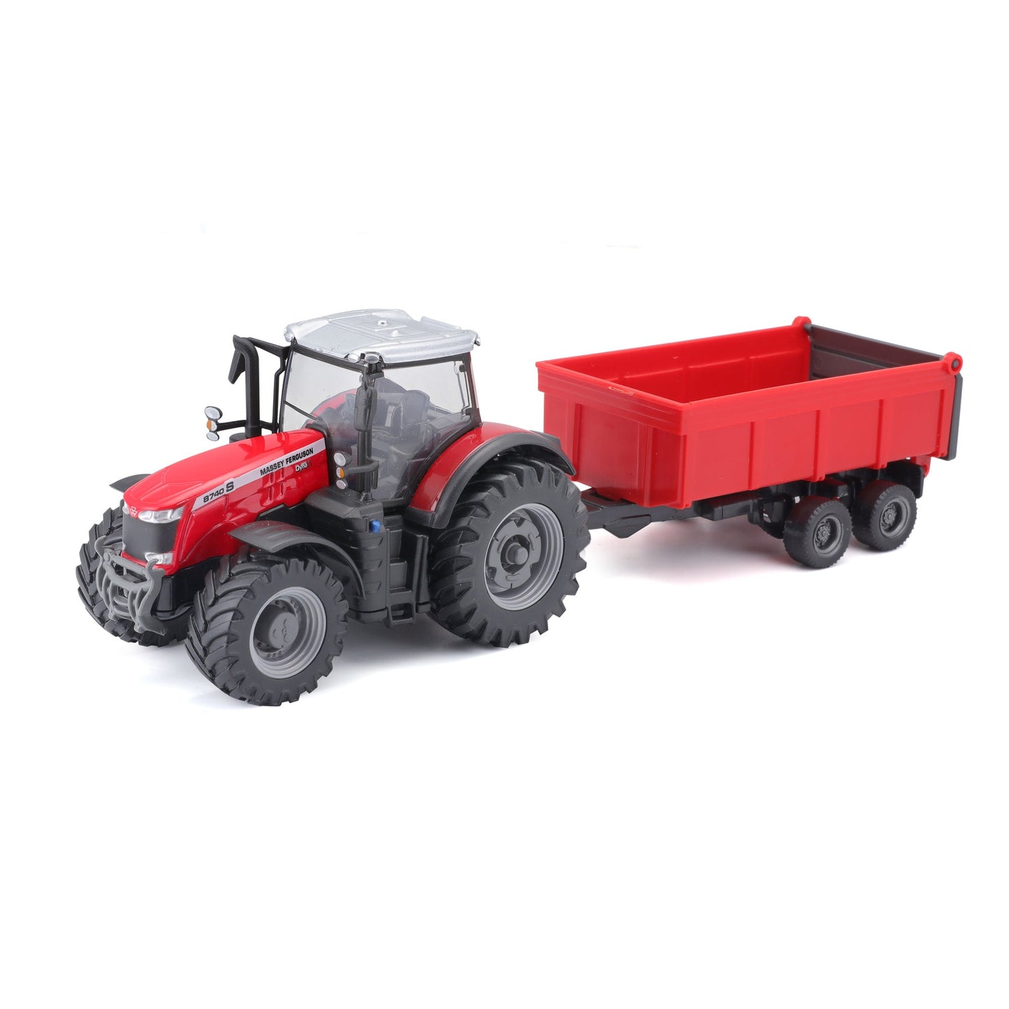 10 CM MASSEY FERGUSON 8740S TRACTOR WITH TIPPING TRAILER