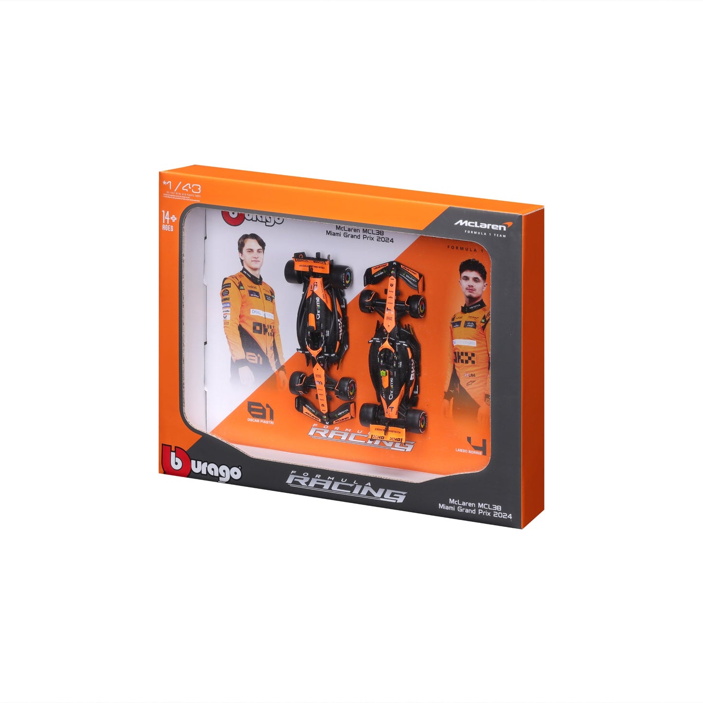 1:43 F1 MCLAREN MCL38 2024 DEUX PACK NORRIS ET PIASTRI