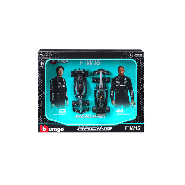1:43 F1 MERCEDES AMG W15 2024 TWO-PACK HAMILTON AND RUSSELL