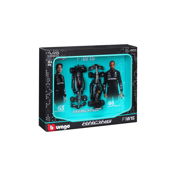 1:43 F1 MERCEDES AMG W15 2024 TWO-PACK HAMILTON AND RUSSELL