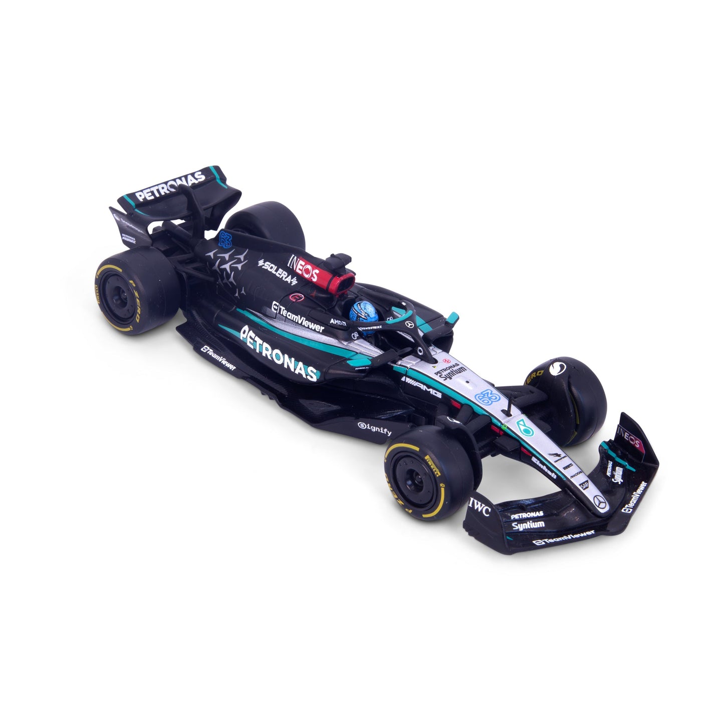 1:43 F1 MERCEDES AMG W15 2024 WITH RUSSELL HELMET