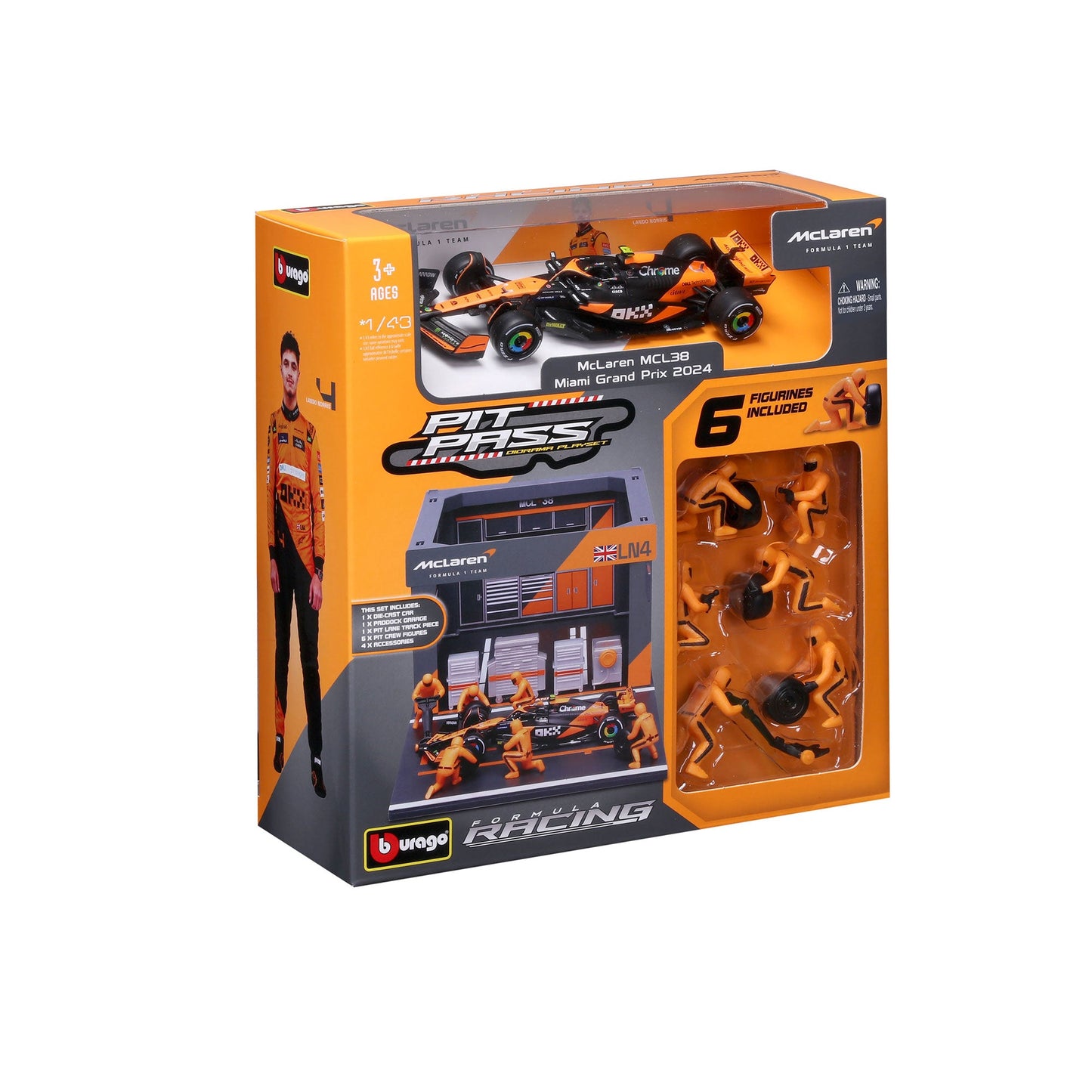 1:43 F1 MCLAREN MCL38 2024 DIORAMA PIT STOP NORRIS