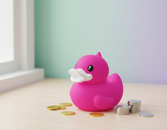 Small duck fuchsia piggy bank