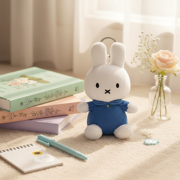 Miffy the Rabbit Keychain in a Blue Dress