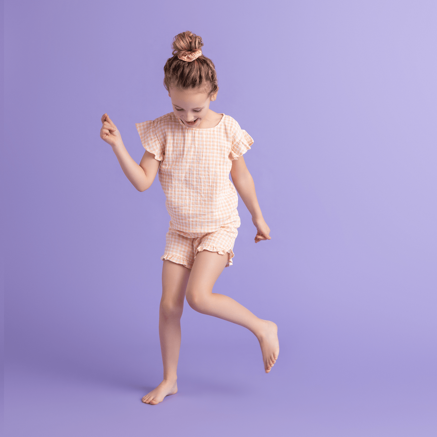 Beachwear Girls - Muslin - Orange/White - Sunset Grid