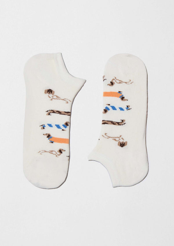 Chaussettes courtes BePets Teckels Blanc Cassé