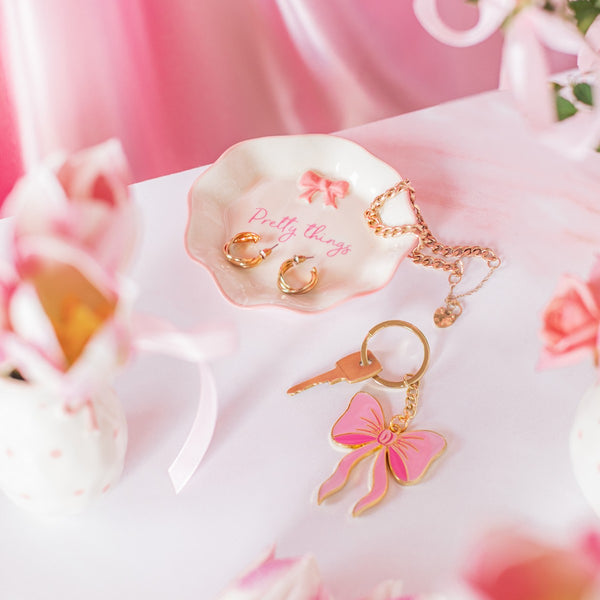 Pink Bow Keychain