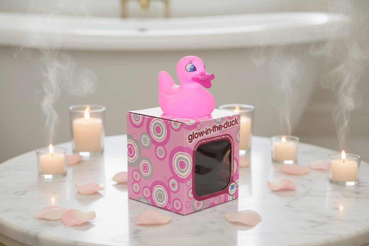 Roze Eendje dat oplicht in het eendje