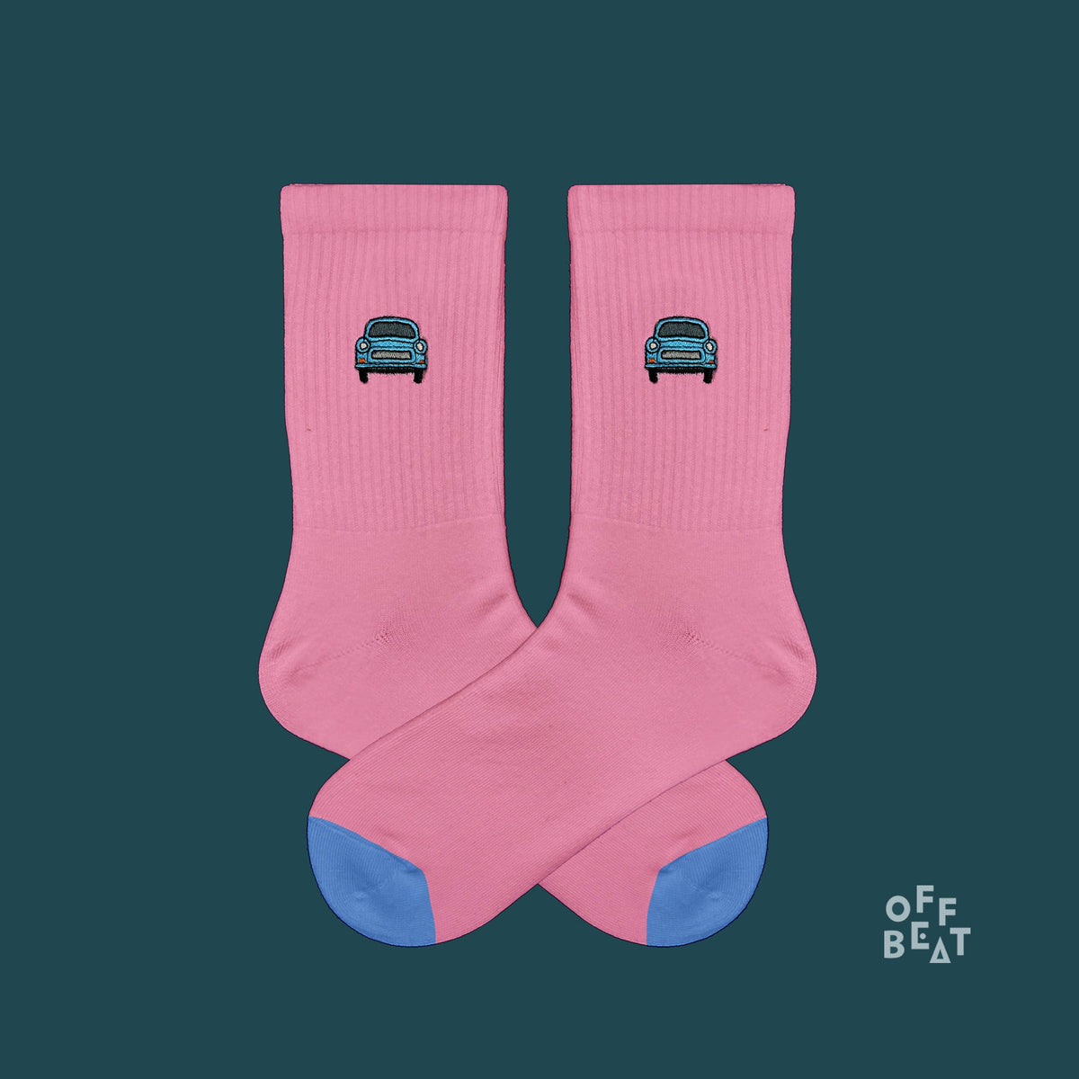 Chaussettes Brodées Voiture Vintage