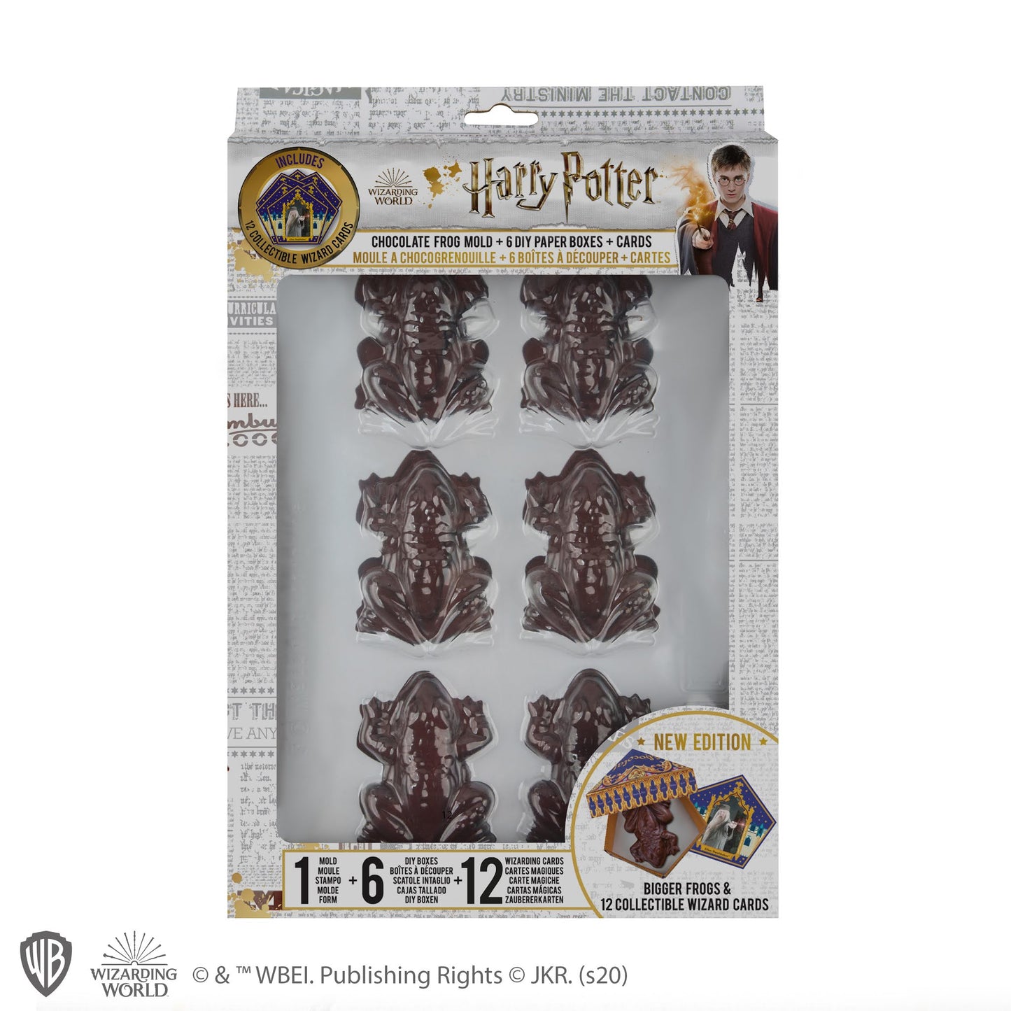 Chocolate Frog Mould + 12 magical cards + 6 Chocolate Frog boxes (new edition)