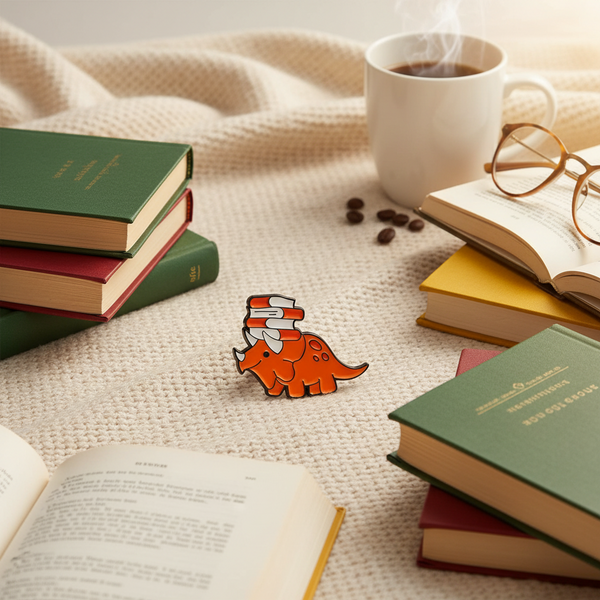 Bibliophile Triceratops Pin