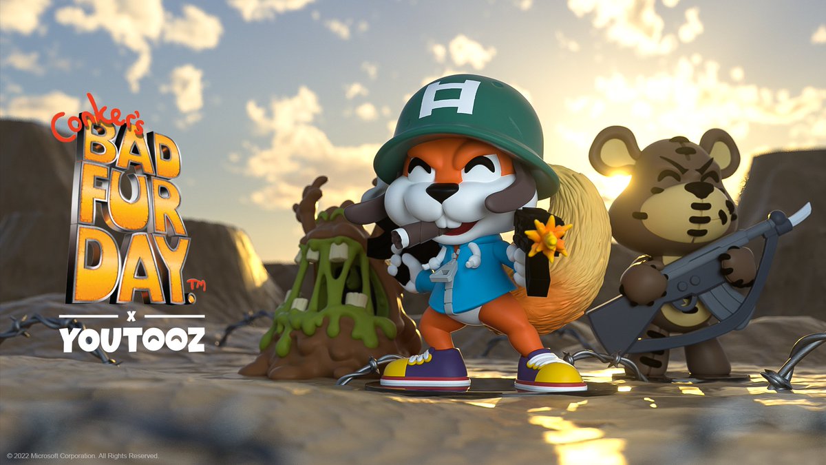 conkers bad fur day vinyl figurine soldier conker youtooz