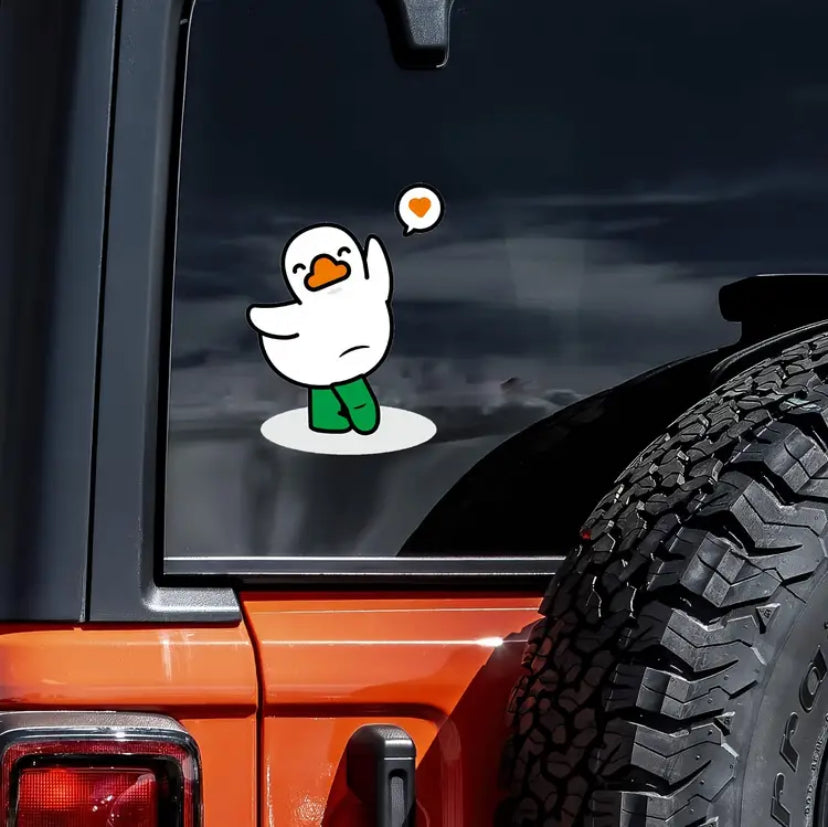 White Duck Bubble Heart Sticker