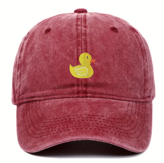 Embroidered Yellow Duck Washed Cap