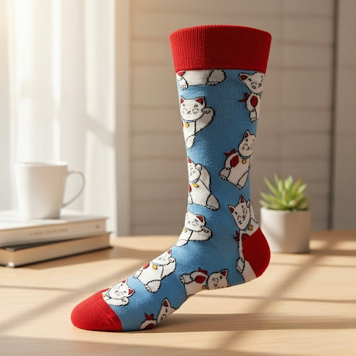 White Lucky Cat Socks
