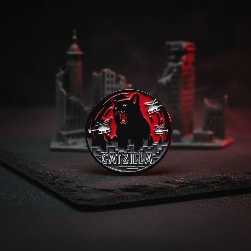 Pin's Chat "Catzilla"