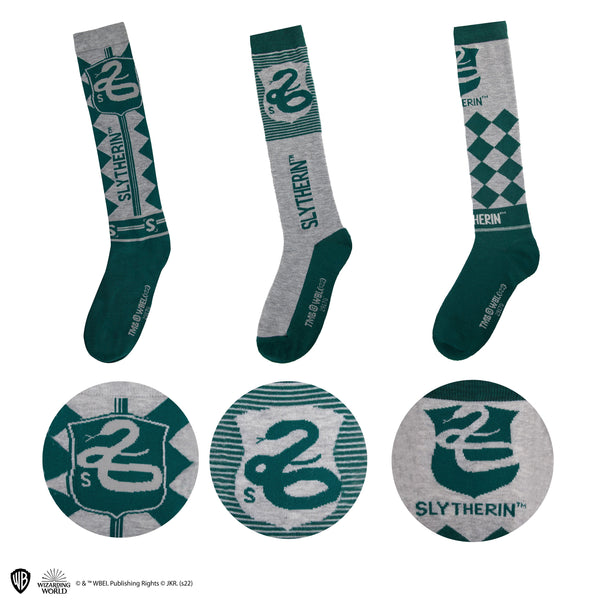 *Set of 3 Pairs of Slytherin High Socks