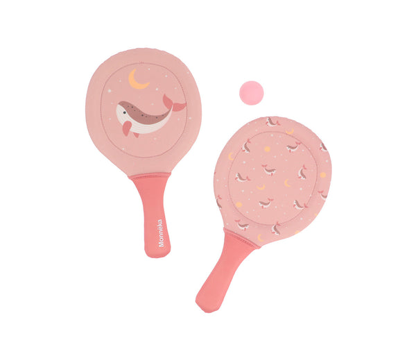 Whale Pink Neoprene Beach Paddles with Ball