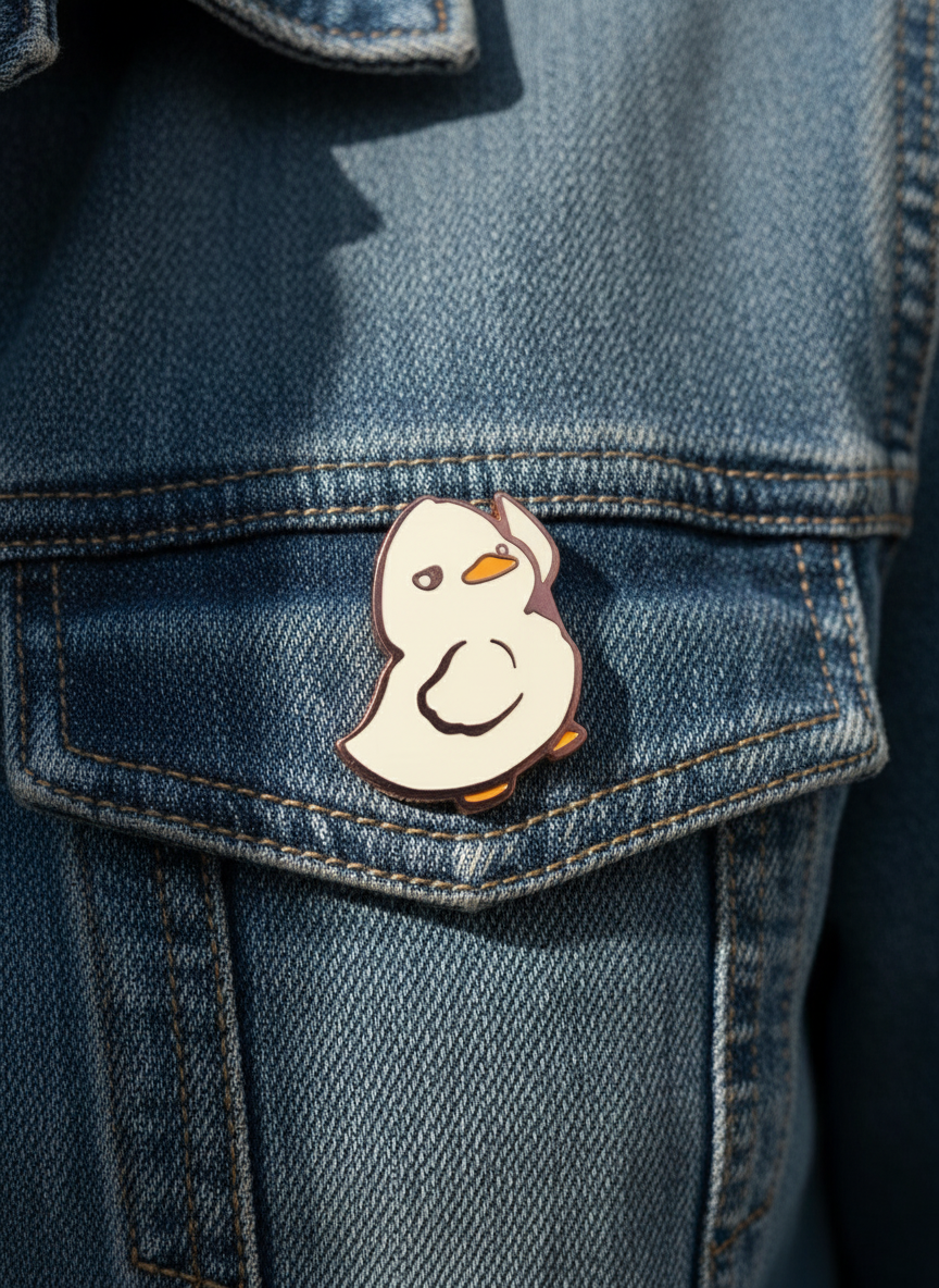 White Duck with Knife Pin