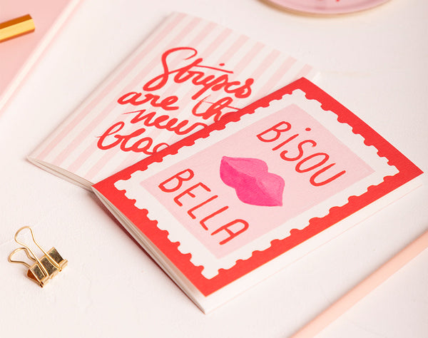 Duo Kisses Bella Stripes - A6 Pocket Notebook DUO