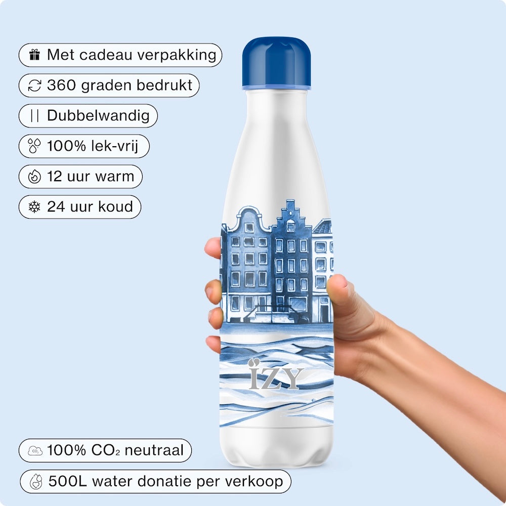 IZY Bottle - Delft Blue - Plateel - 500ml