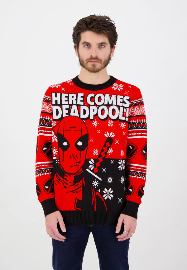 Deadpool-Weihnachtspullover „Hier kommt Deadpool“