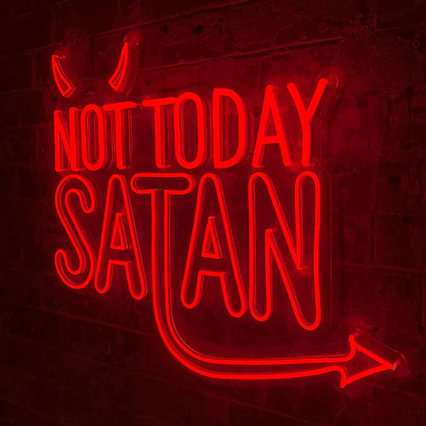 Neonmuurschildering Niet vandaag Satan