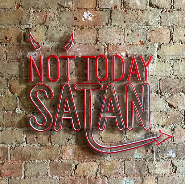 Neonmuurschildering Niet vandaag Satan