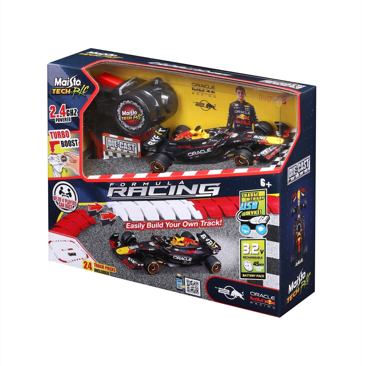 1:41 DIECAST METAL F1 RC RACE MINI CIRCUIT RED BULL 2024 VERSTAPPEN 2.4 GHz