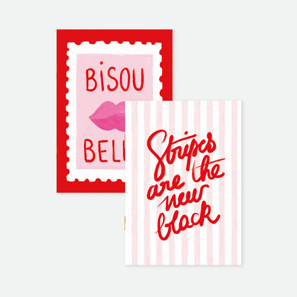 Duo Kisses Bella Stripes - A6 Pocket Notebook DUO
