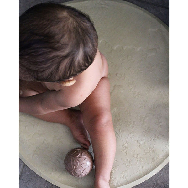 Tapis de bain rond Feuillage Sauge - Natruba
