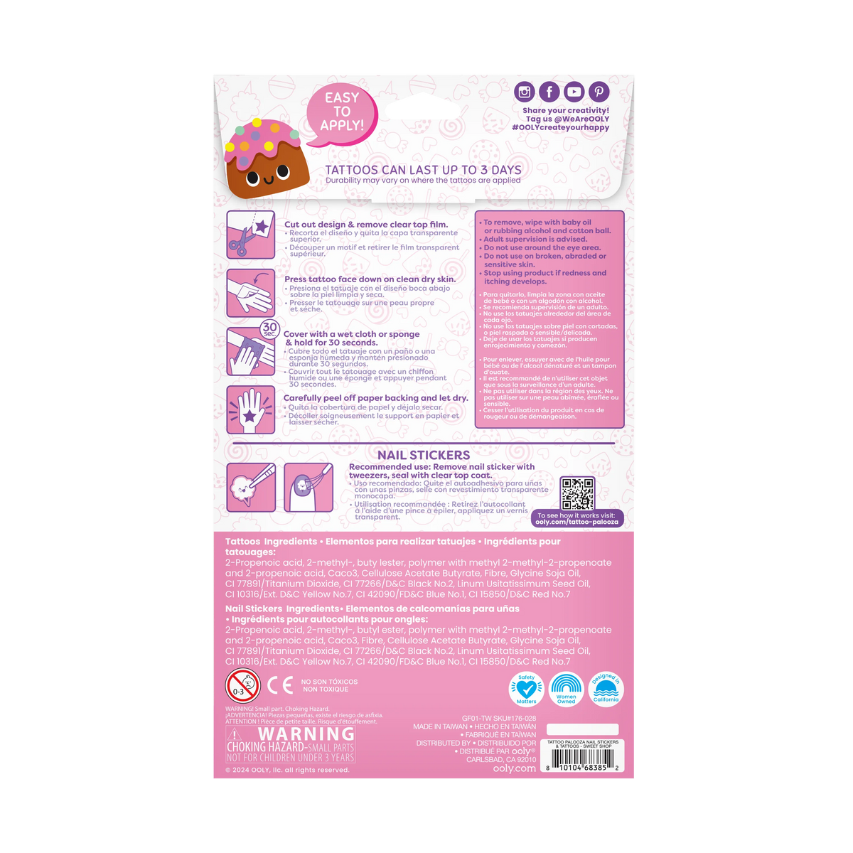 Tattoo-Palooza Temporary Tattoos & Nail Stickers – Sweet Shop – 225+