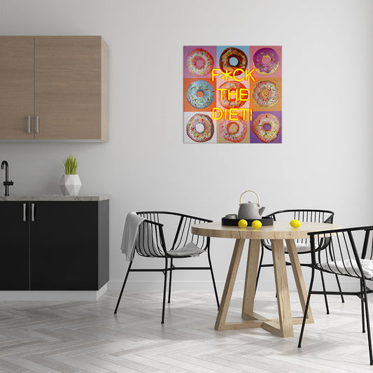 'F the Diet' Wall Artwork with LED Neon - SMALL
