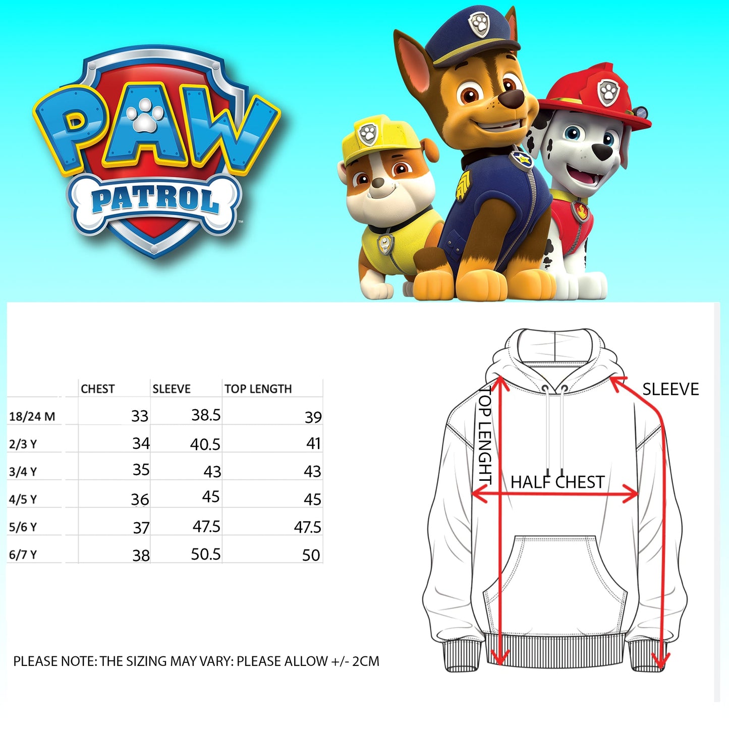 Paw Patrol Personalised Initial Hoodie for Girls - Pink