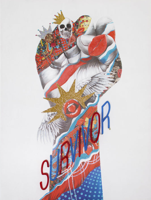 'Survivor' Wall Artwork with LED Neon - STANDARD