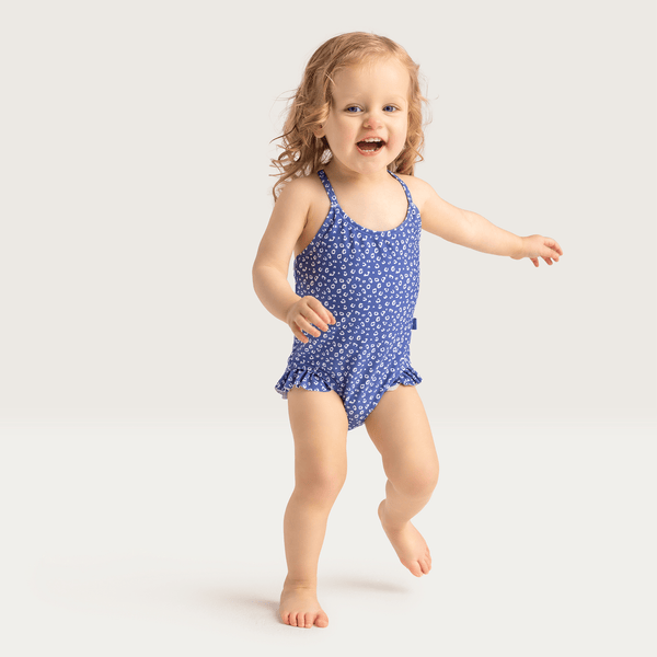 Girls' Swimsuit - Blue - Leopard