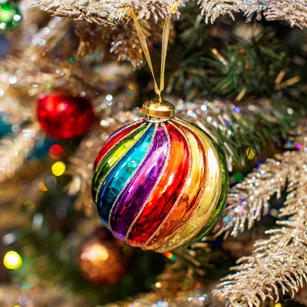 Rainbow Spiral Christmas bauble