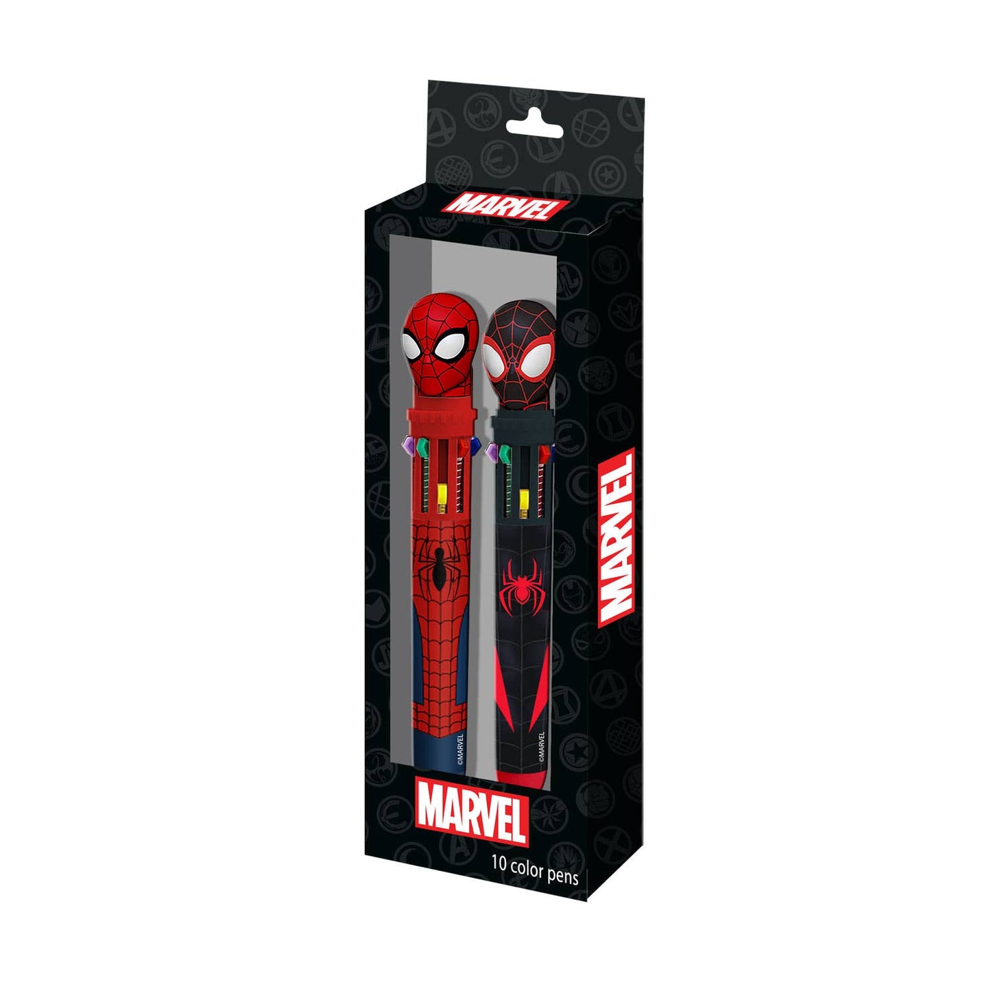 Marvel Spiderman Peter Pan - Set van 2 pennen met 10 kleuren
