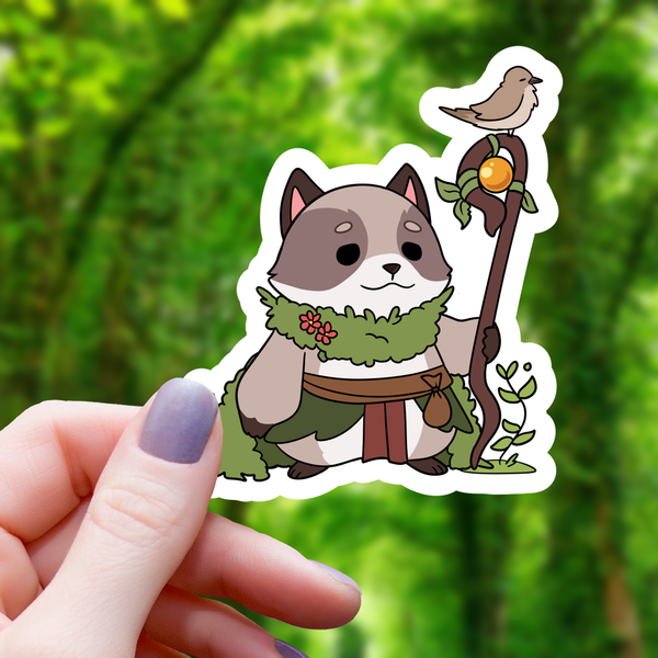Raccoon Druid TTRPG Sticker