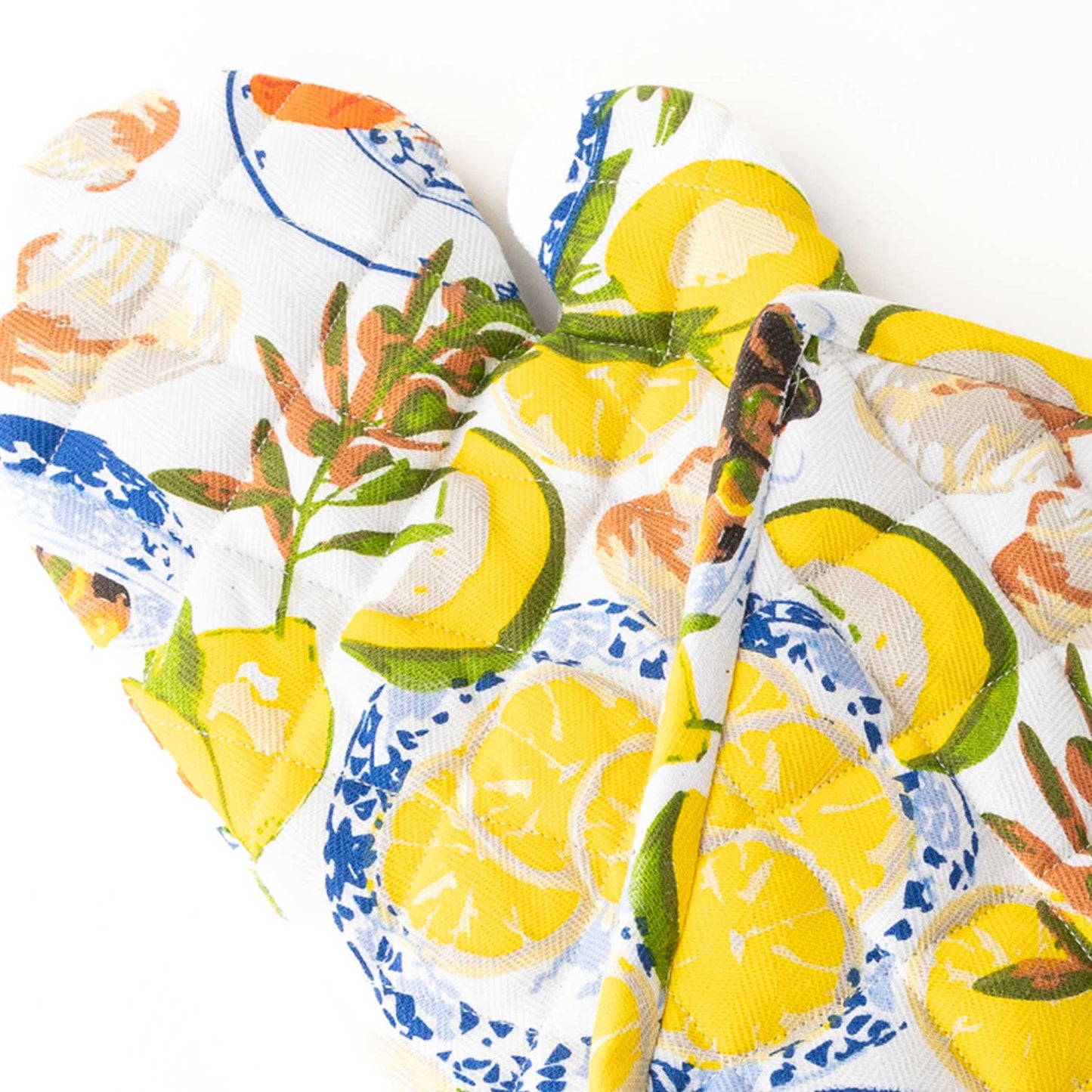Ensemble manique et gant de cuisine Lemon Santorini en coton