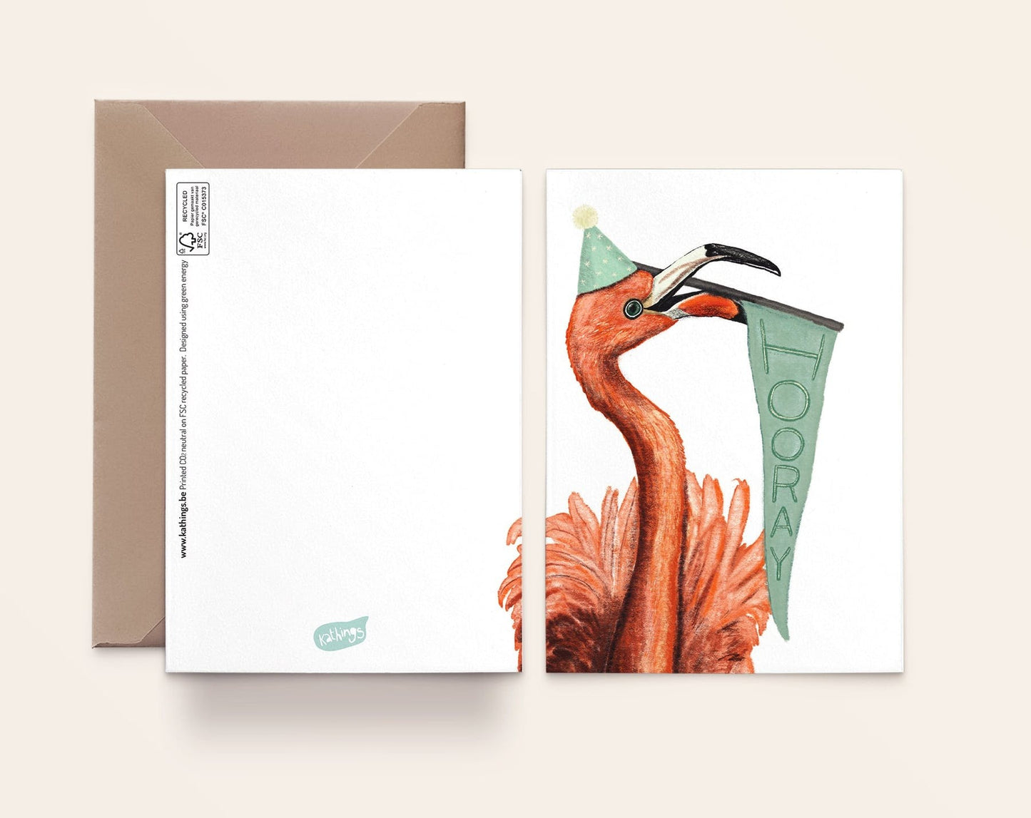 Carte d'Anniversaire Flamant Rose