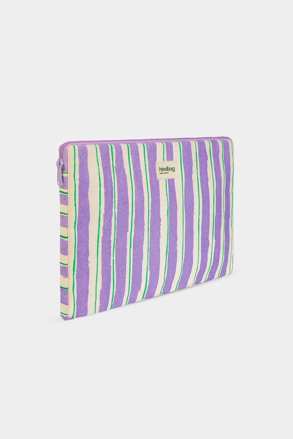 Ava Laptop Sleeve Green and Parma Stripes