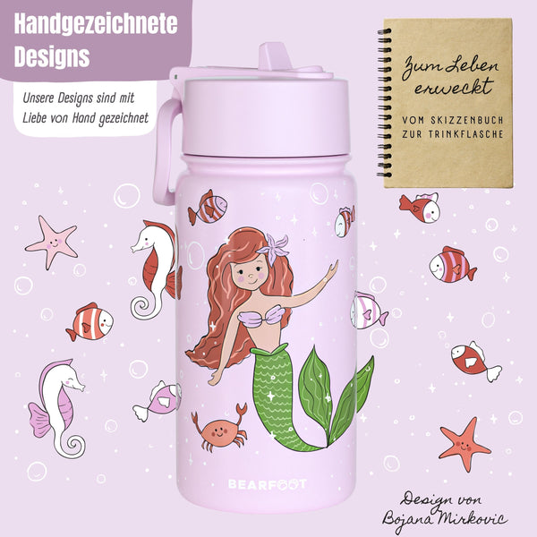Thermo Kids Water Bottle Stainless Steel - Mermaid Purple
